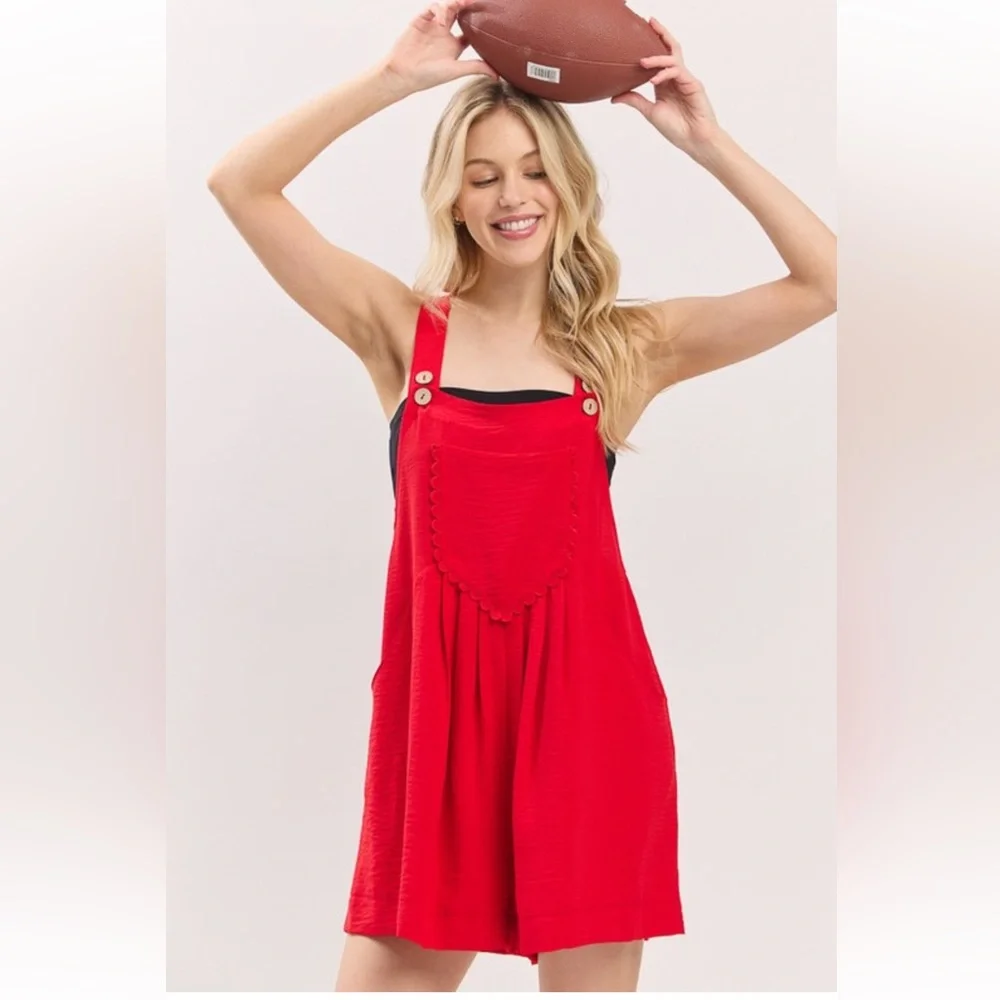 006. Ruffle Romper In Red - Picture 1 of 1
